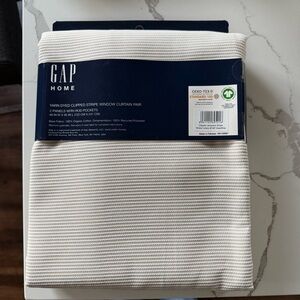 NWT Gap Home Curtains Clipped Jacquard Stripe Window Khaki White 48 x 95”